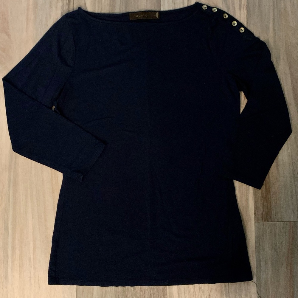 The Limited Navy Blue 3/4 Sleeve Lightweight Top Size Small